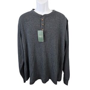 NEW ~ GH Bass Mens XXL Henley Shirt Long Sleeve Waffle Knit Gray 2XL NWT